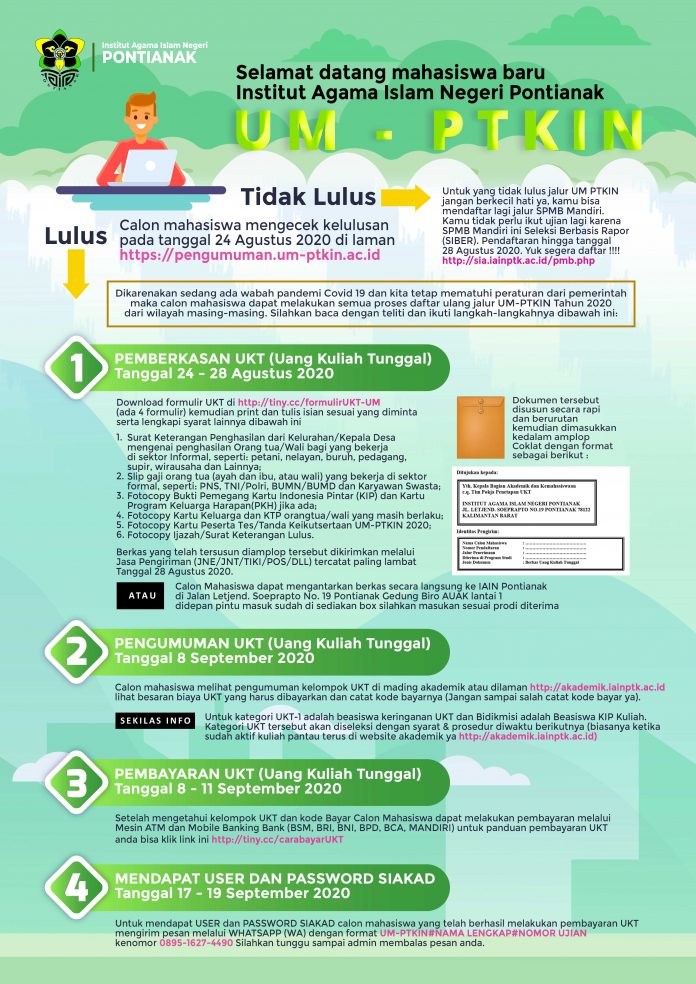 Alur Registrasi Ukt Dan Daftar Ulang Peserta Um Ptkin Yang Dinyatakan