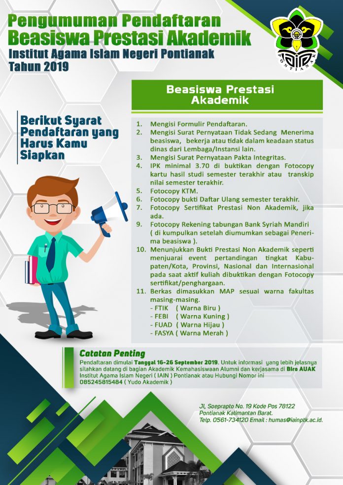 Pengumuman Beasiswa Prestasi Akademik IAIN Pontianak Tahun 2019 ...