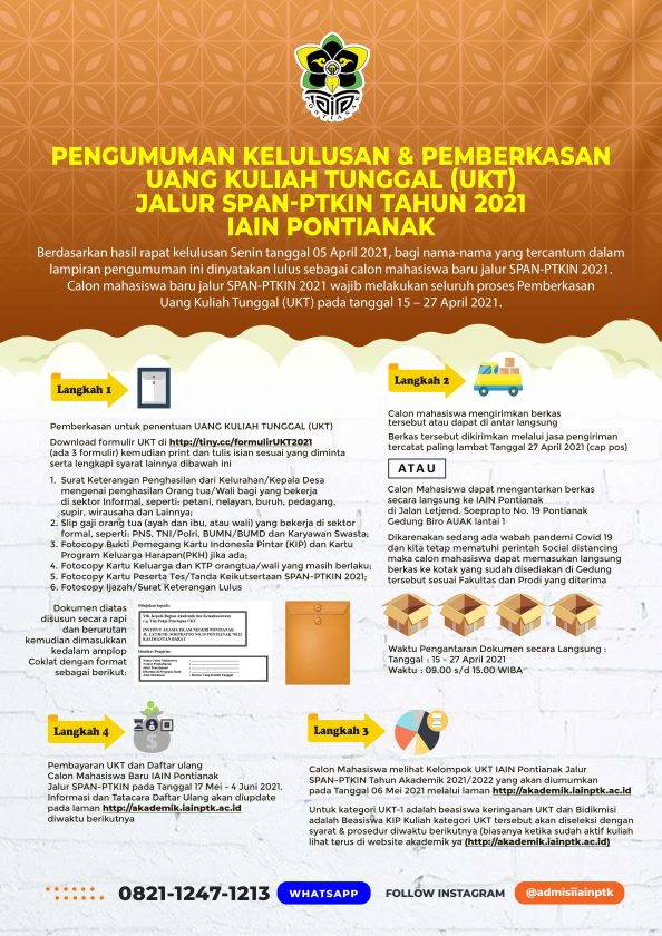 Pengumuman Kelulusan Dan Pemberkasan Uang Kuliah Tunggal (UKT) Jalur ...